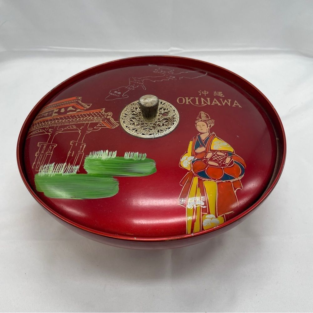 Japan Toyo Red Mcm wind up Music Trinket asian three trays marines usmc